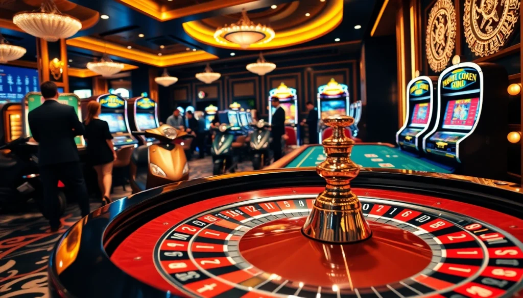 Experience the thrill of scooter rijbewijs kopen at a vibrant casino, featuring poker tables and roulette.