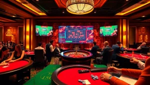 sbobet online gambling experience featuring vibrant games and poker chips in an elegant casino