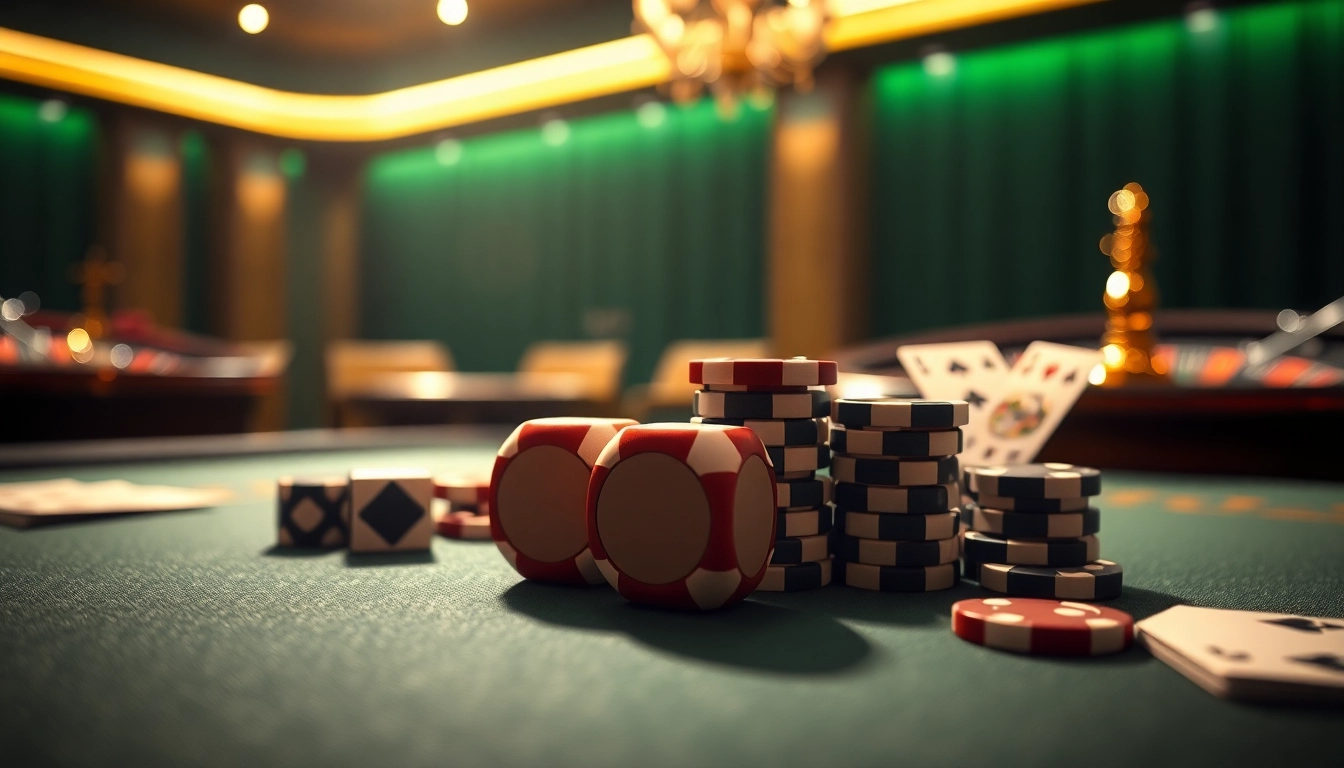 Exciting scene of cs2 gambling sites reddit with casino chips and cards on a gaming table.