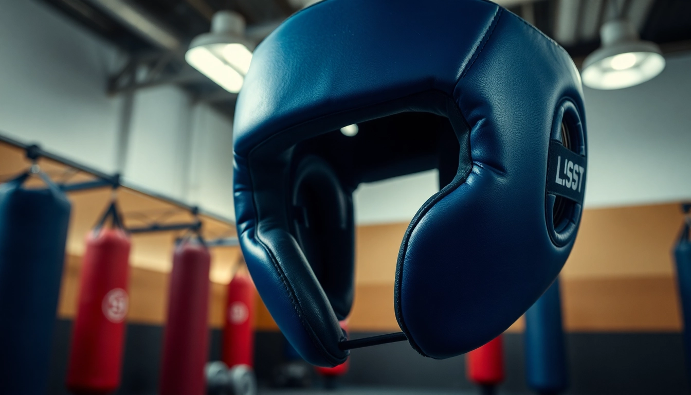 Training headgear boxing in a gym environment showcasing its quality and durability