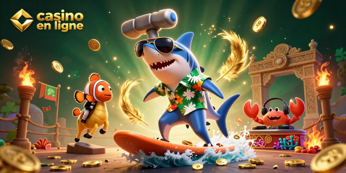 Profitez de l'action des jeux de casino en ligne avec un requin dansant sur des pièces d'or.