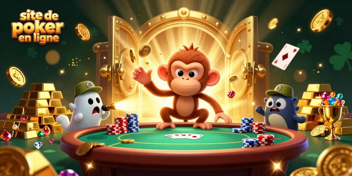 Le site de poker en ligne en action, avec un poltergeist singe et un chiot chasseur de fantômes.