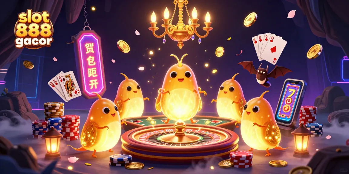 Experience the excitement of slot 888 gacor in this colorful cave casino scene with dynamic lighting and game elements.