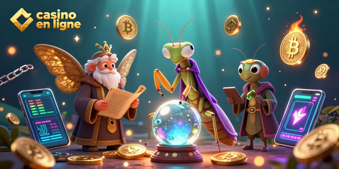 Jouez au casino en ligne avec des personnages mystiques et des pièces de crypto-monnaie.