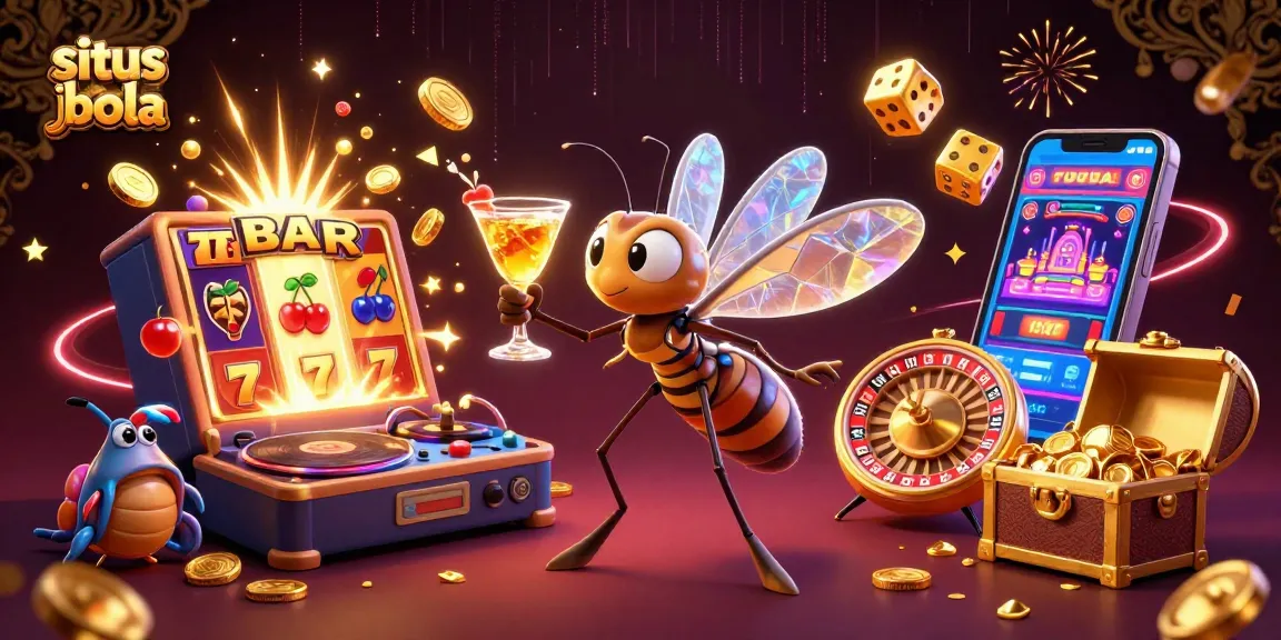 situs judi bola: Experience a dynamic casino scene with a cartoon mosquito mascot and thrilling game elements