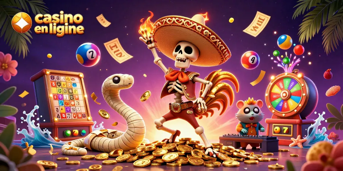 Casino en ligne : un rooster mariachi dansant sur des pièces d'or entouré de symboles de jackpots.