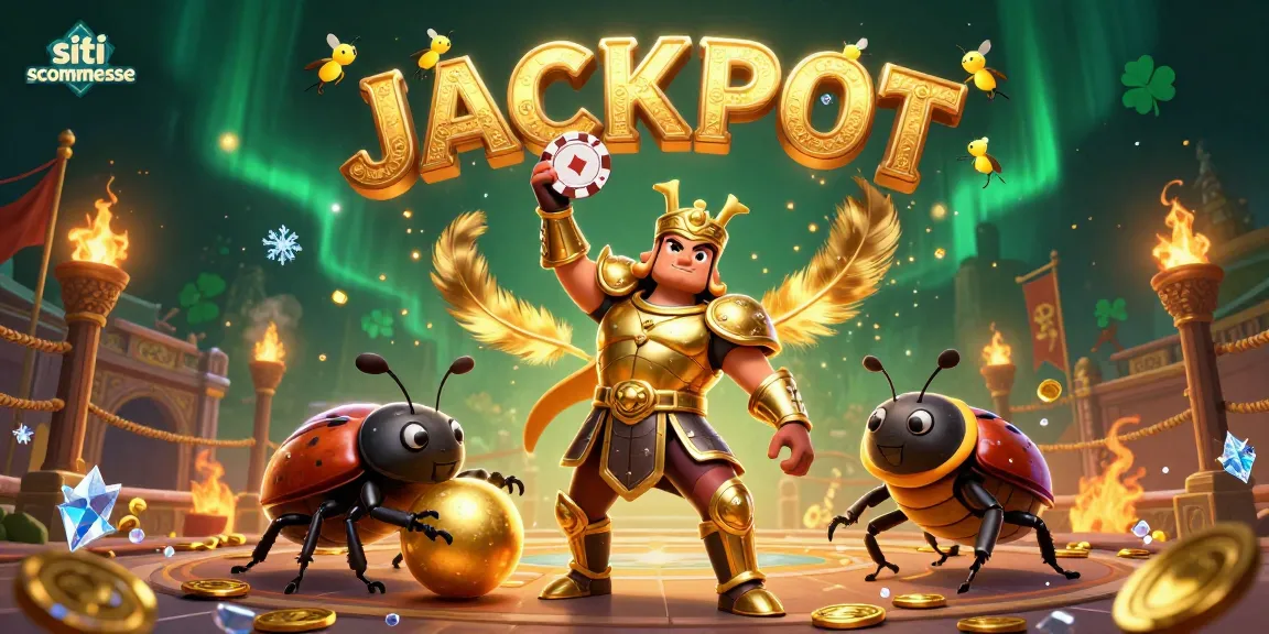 Gioca ai siti scommesse e vinci con jackpot, circondato da dettagli vivaci nel mondo del gambling.