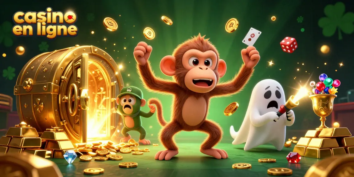 Explorez le casino en ligne avec un singe poltergeist amusant et un chiot chasseur de fantômes.