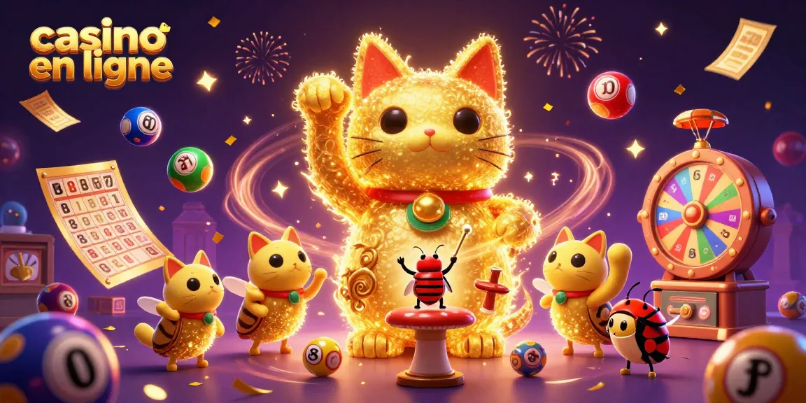 Jouer au casino en ligne avec des ballons colorés et un chat chanceux captivant.