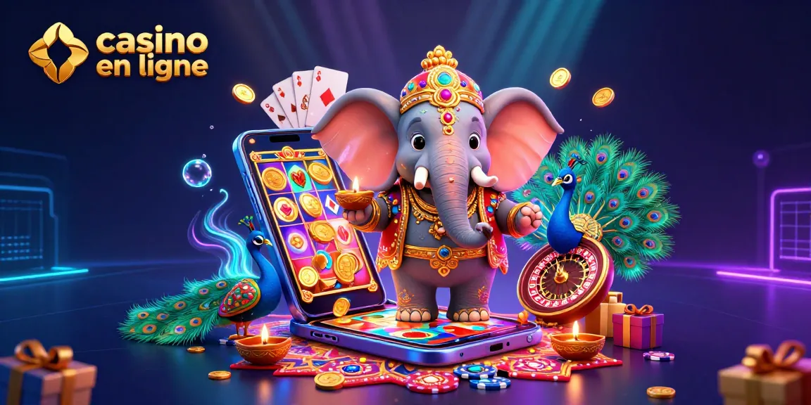 Admirez cette illustration représentant un éléphant de Diwali, accompagné d'une belle balade, dans un univers de casino en ligne rempli de jeux