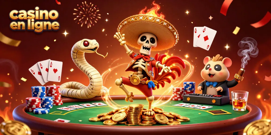 Image vibrante d'une scène de casino en ligne avec un personnage de danseur, représenté de manière dynamique et festive.