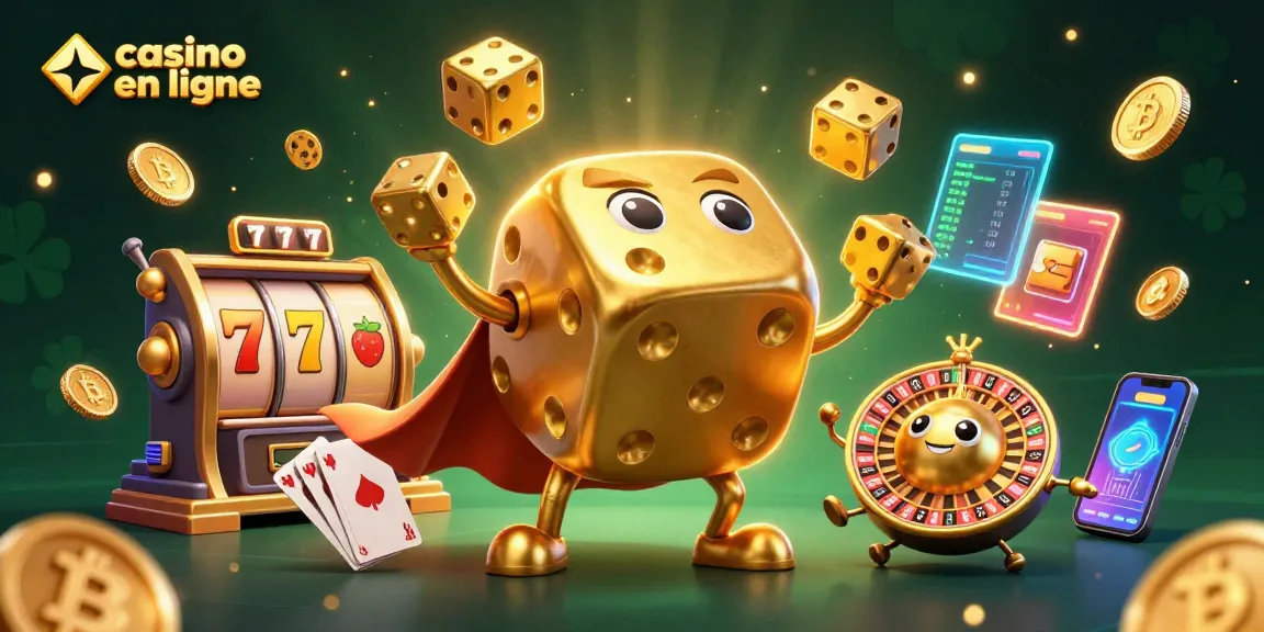 Expérimentez le jeu captivant de casino en ligne avec des dés dorés et des éléments animés.
