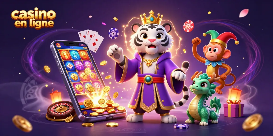 Immersion dans un casino en ligne avec un tigre royal, un singe jongleur et un dragon en jade