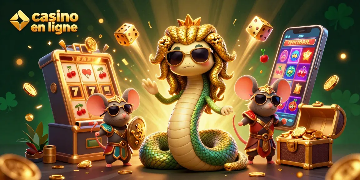 Jouez au casino en ligne avec Medusa et un guerrier souris dans un monde coloré de jeux et de jackpots.