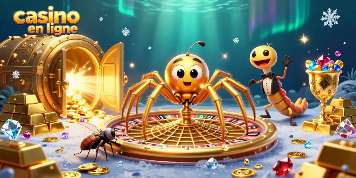 Placer des paris au casino en ligne avec une araignée dorée et un croupier centipède dans un décor féerique.