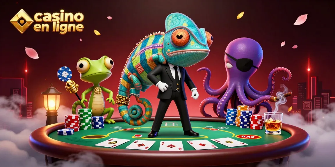 Jouez à des jeux de casino en ligne captivants avec un caméléon agent secret en pleine action.