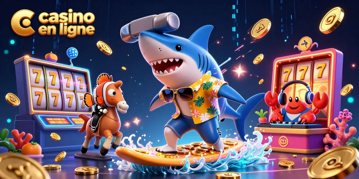 Émotionnez-vous avec notre casino en ligne : requin, poisson clown et DJ crabes en action.
