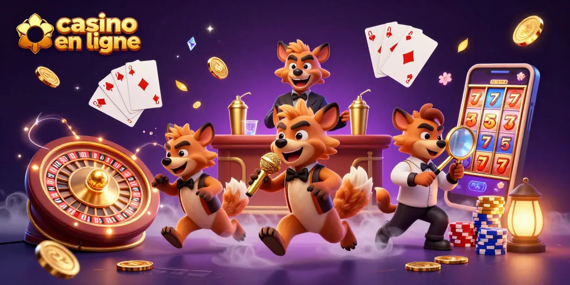 Profitez des jeux captivants dans le casino en ligne avec des hyènes amusantes animant le club.