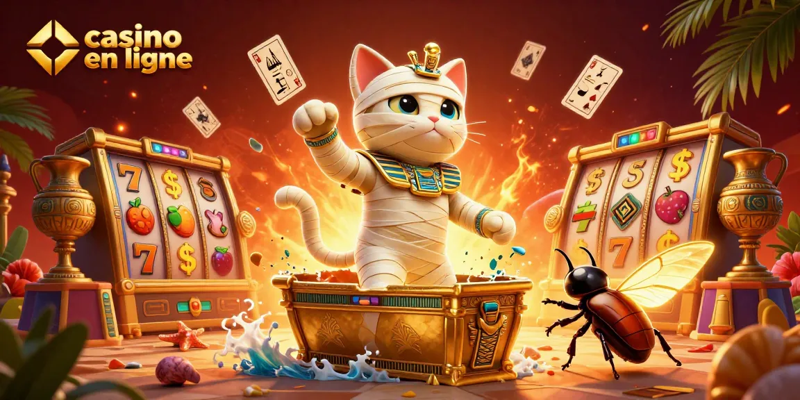 Découvrez le casino en ligne avec un chat momie égyptien dans un casino pyramide rempli de jeux.