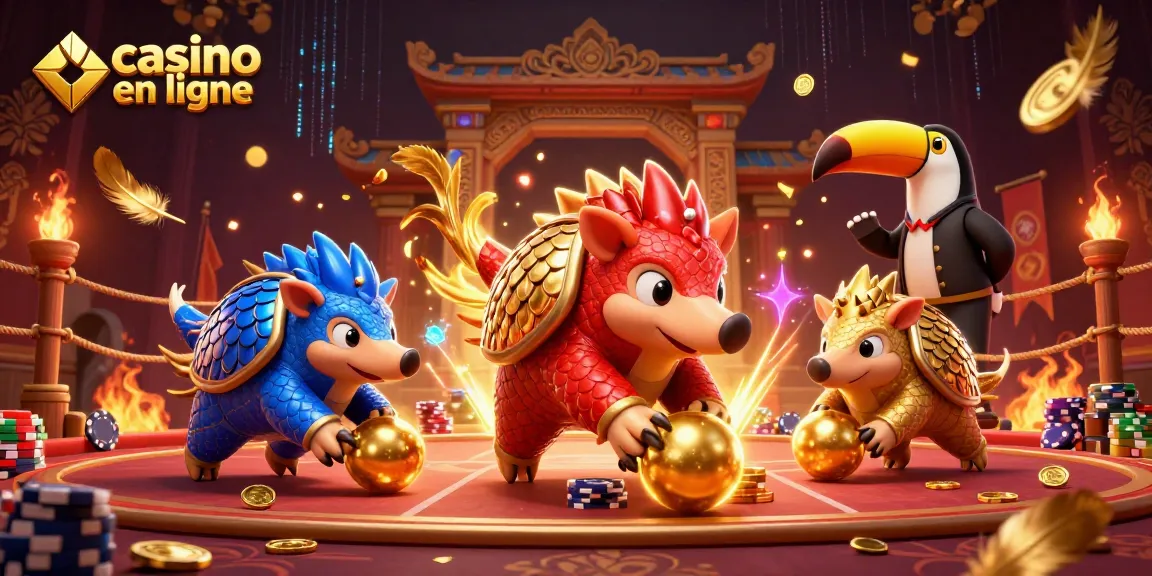 Jouez au casino en ligne avec des pangolins en duel et ambiance de jeu animée.