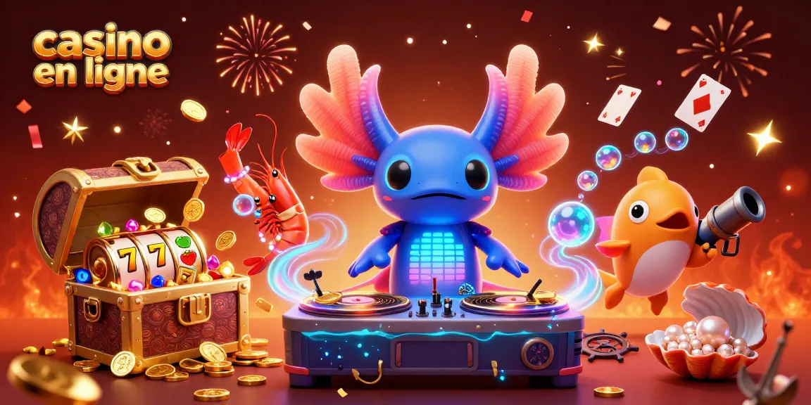 Action animée sur un casino en ligne avec des personnages vibrants et des éléments de jeu sous-marins.