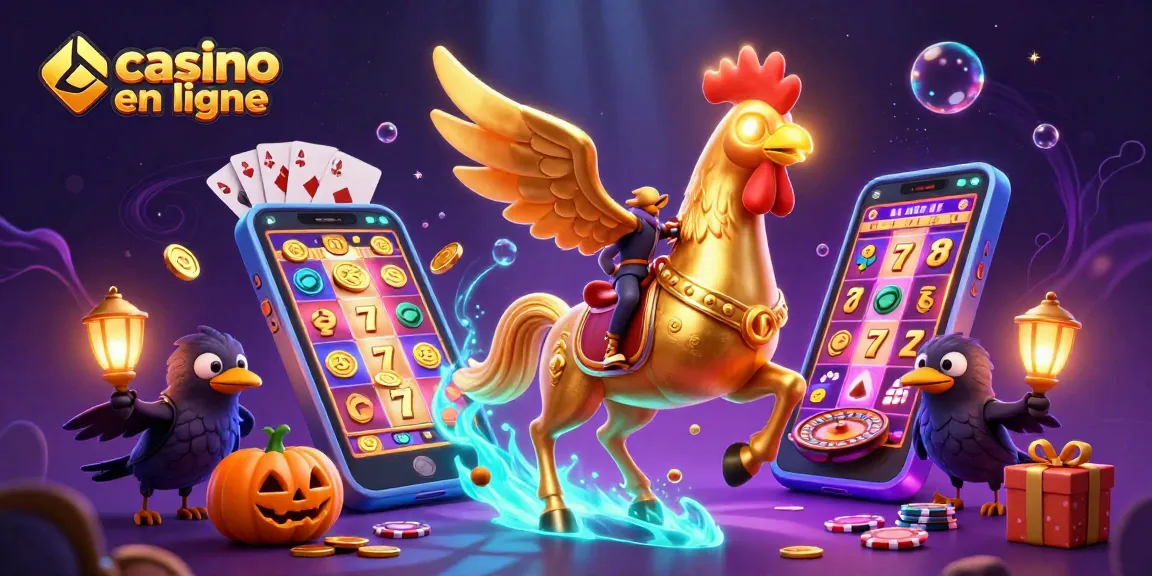 Plongez dans l'univers d'un casino en ligne coloré avec un coq doré et des jeux captivants.