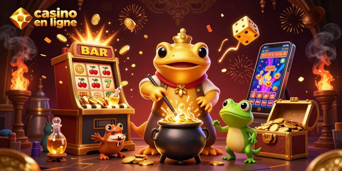 Casino en ligne : expérience immersive avec des créatures fantastiques, machines à sous et trésors dorés.