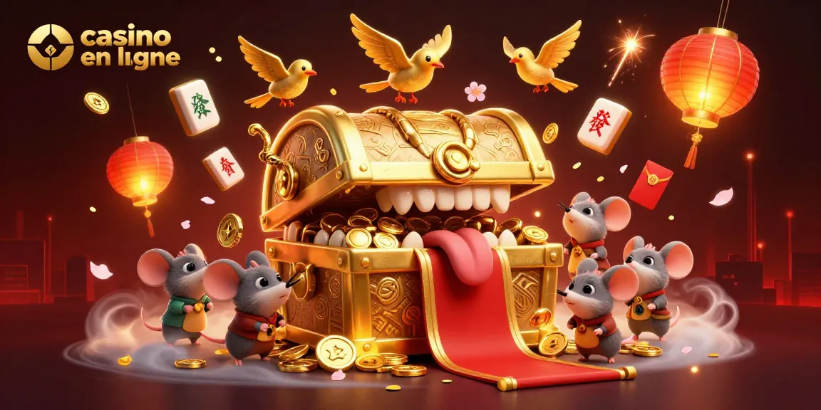 Jouer aux jeux de casino en ligne et découvrir un trésor caché à travers une illustration animée.