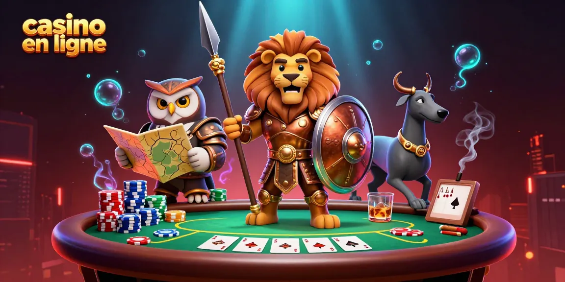 Des personnages dynamiques représentant un casino en ligne avec des jeux de poker captivants.