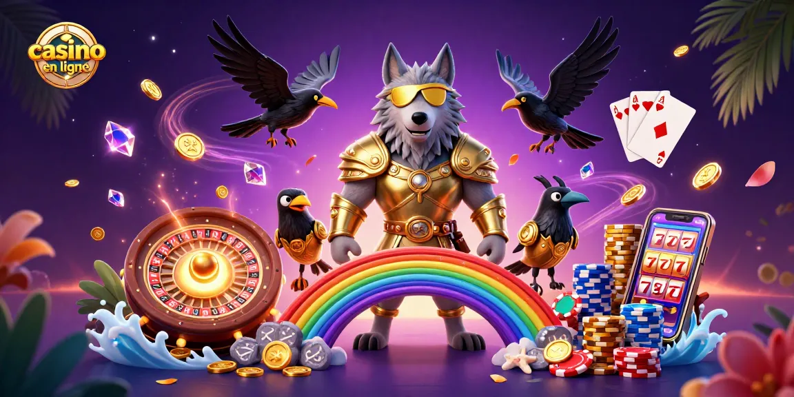Jouer au casino en ligne avec des personnages nordiques mythologiques devant un pont lumineux en jetons.