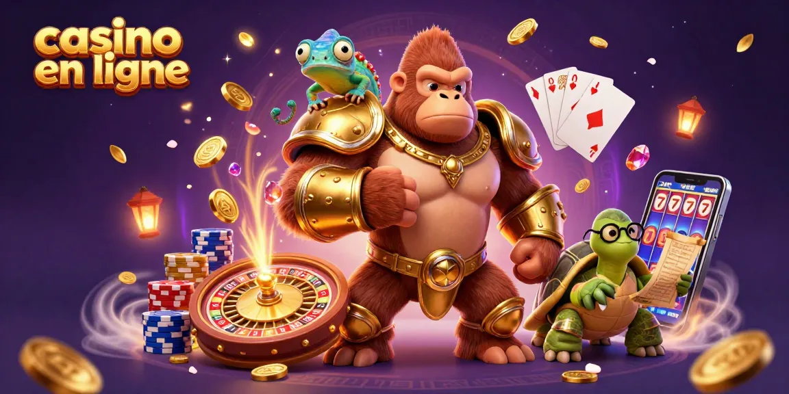 Gagnez avec un casino en ligne: roi gorille et ses amis dans un univers ludique.